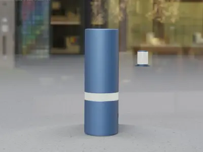 Low-Poly Blue Light Column 5 - Street Light Set-9 Low-poly 3D model