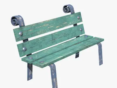 Blue Street Benches Low-poly 3D model