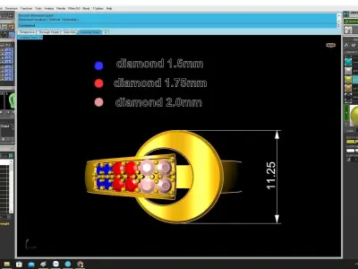 Modern Twist Pave Gemstone Ring for Women 4406 3D print model