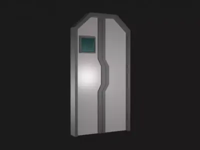Simple Low Poly Sci-fi Door with Window Low-poly 3D model