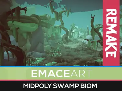 Stylized Swamp art game Unity asset pack  Low-poly 3D model