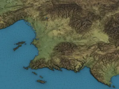 Marseille - Topography Terrain Low-poly 3D model