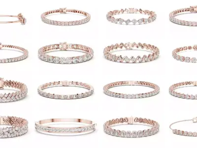 Diamond Bracelet For Woman 3DM STL OBJ FBX with Video 3D Model Pack