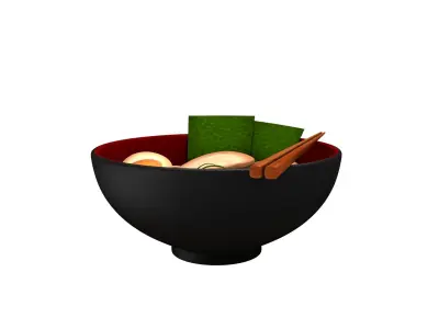 Ramen bowl with leaf 3D model