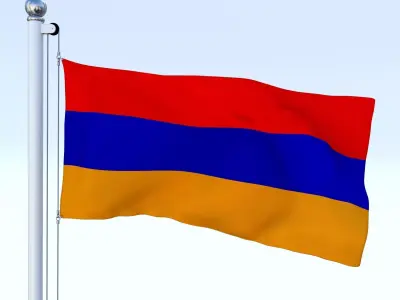 Animated Armenia Flag Low-poly 3D model