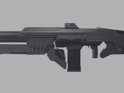 Sci-Fi Assault Rifle - Low-poly and High-poly 3d Model Low-poly 3D model