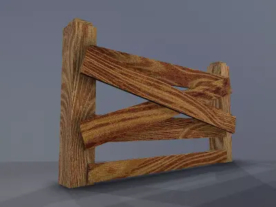 Wooden Fence  Low-poly 3D model