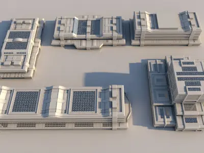 futuristic buildings 3D model