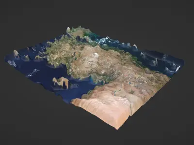 Turkey Map Topography Low-poly 3D model