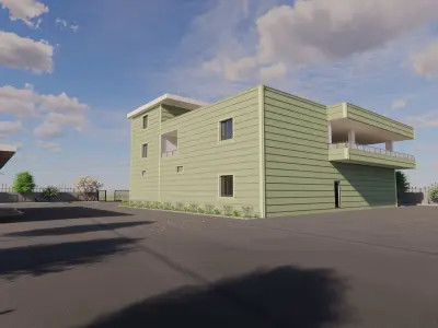 3 floors pool triplex house detail modeling Low-poly 3D model