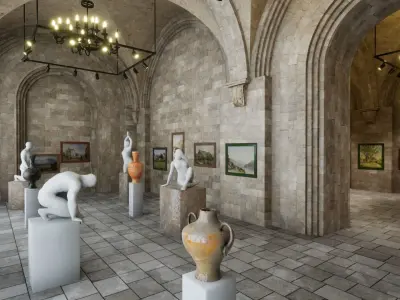 Museum Art Gallery Low-poly 3D model