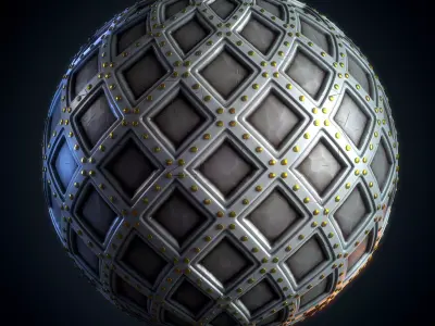 Metal with Rivets Stylized - VOL 01 - SBsar - Maps Texture