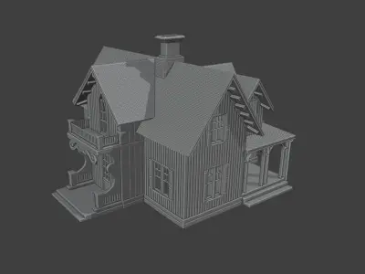 Classic Countryside Wooden House Low Poly Game Ready 3D Model 3D print model