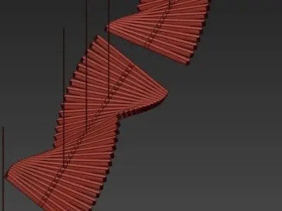 FLIGHT chandelier made of metal and wood 3D model