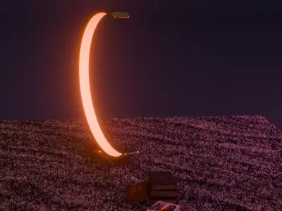 Lunar Arc Floor Lamp  Modern Japandi Lo-Fi Asset Free low-poly 3D model