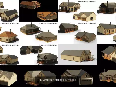 10 American House 3D Model Pack