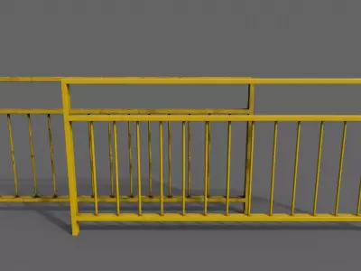 PBR Pedestrian Guard Rail Yellow V3 Low-poly 3D model