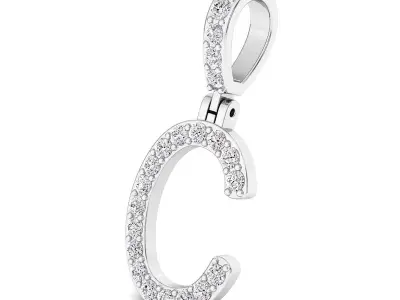 Alphabet C-letter single row pendant 3D print model