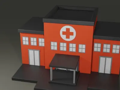 Cartoon Hospital Building 3D model