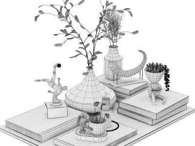 Decorative set with Astronaut Hydroponic Vases Glass 3D model