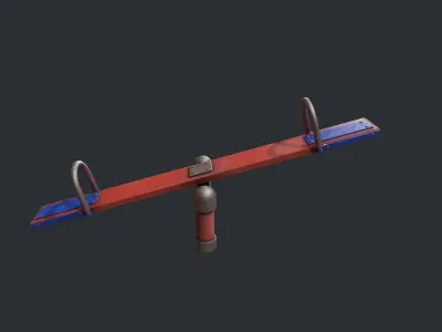 Playground Seesaw - Red Low-poly 3D model