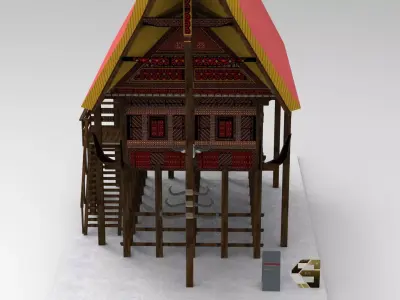 Tongkonan Low-poly 3D model purchase