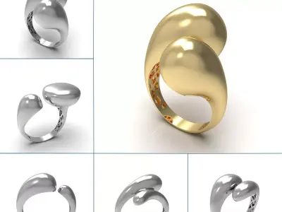 Chunky stone-free rings with light weight 3D print model 3D print model