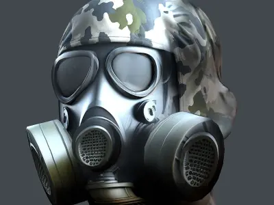 Gas mask helmet 3d model military combat Low-poly Low-poly 3D model