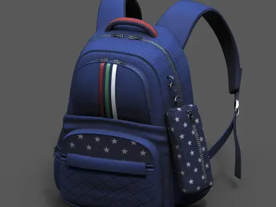 Backpack kid baggage bag luggage human  Low-poly 3D model