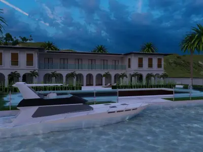 beach Casa Scene- king villa-modern house 3D model