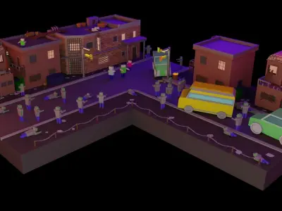 Zombie shootout lowpoly Low-poly 3D model