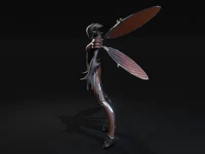 Winged Alien Low-poly 3D model
