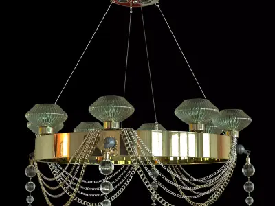 Panther Art Deco Chandelier 3D model