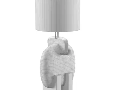 Stone silk wood table lamp 3D model