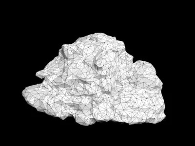 Low poly Black Mossy Lava Modular Rock 210720 Low-poly 3D model