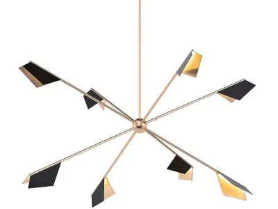 vespertilio modern chandelier with gold accents 3D model