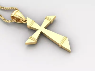 Light Gold 18K Cross Pendant 2CP075 3D print model
