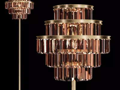 Restoration Hardware ALAINE CRYSTAL SMOKE GLASS FLOOR LAMP Brass 3D model