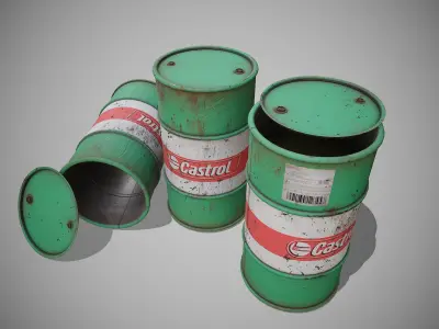 Barrels green used Low-poly 3D model