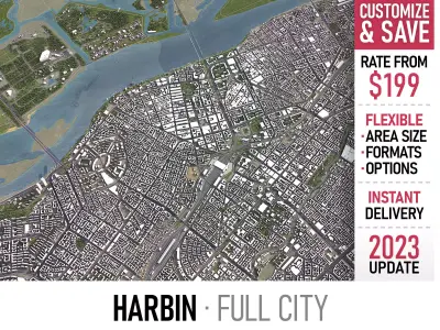 Harbin - 3D City Model Low-poly 3D model