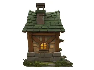 Whimsical Stylized Cottage 3D model