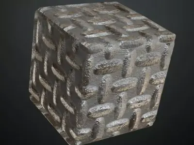 Diamond Metal Plate One PBR Seamless Texture