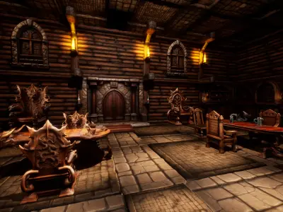Medieval Dining Room Asset Pack Low-poly 3D model