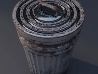 Garbage can Low-poly 3D model