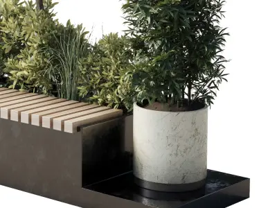 Urban Environment Urban Furniture Green Benches 3D model