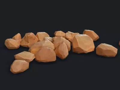 Stylized Desert Rock small 3 Low-poly 3D model