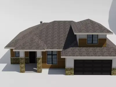 American style house Low-poly 3D model