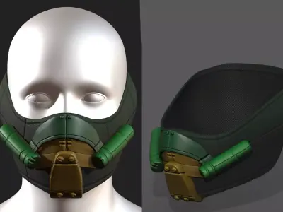 Gas mask respirator scifi futuristic 3d model  Low-poly 3D model 17