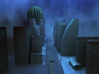 Futuristic Downtown Anchorage Alaska from 2040 Low-poly 3D model