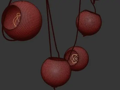 Fiddlehead pendant light with five balls hanging from it 3D model